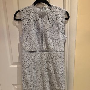 Bardot Blue Lace Mock Neck Dress